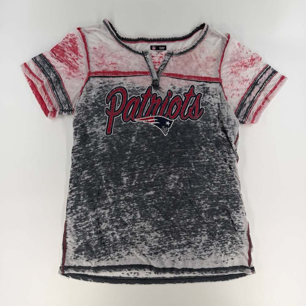 0743 Patriots NFL Team Apparel Women's Burnout Mineral Wash T-Shirt